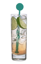 Peach Tonic - The Peach Tonic drink is made from Sourz Peach, tonic water and lime wedges, and served in a highball glass.