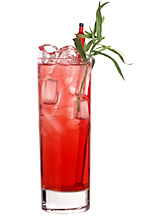 Ransom - The Ransom drink is made from cognac, Passoa, cranberry juice and lemon-lime soda, and served in a highball glass.