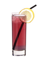 Rareza - The Rareza drink is made from Parfait Amour, Sourz Pineapple, sour mix and raspberry soda, and served in a highball glass.