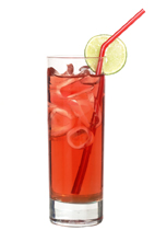Red Cosmo - The Red Cosmo drink is made from citrus vodka (aka Absolut Citron), Cointreau, Red Bull, lime juice and cranberry juice, and served in a highball glass.