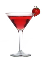 Strawberry Martini - The Strawberry Martini cocktail is made from gin, dry vermouth and strawberry syrup, and served in a cocktail glass.
