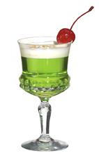 Sweet Vodka - The Sweet Vodka cocktail is made from vodka, creme de bananes and Midori Melon Liqueur, and served in a cocktail glass.