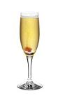 The Absolut Abbelini is made from Absolut Apeach vodka, peach puree, champagne, sugar and grenadine, and served in a champagne flute.