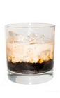 The Black Magic drink is made from pumpkin pie cream liqueur and Kahlua coffee liqueur, and served in an old-fashioned glass.