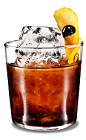 The Lemon Black Russian drink is a modern variation of the classic Black Russian drink, made from Kahlua coffee liqueur, vodka and lemon, and served in an old-fashioned glass.