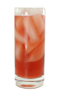 The Blizzard drink is made from Bourbon, cranberry juice, fresh lemon juice and bar sugar, and served in a chilled highball glass.