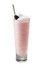 The Framboise Milkshake drink is made from Chambord vodka, Chambord raspberry liqueur, vanilla ice cream, half and half, simple syrup and raspberries, and served in a highball glass.