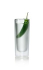 The Hot & Sticki Shot is made from Stoli Hot Jalapeno Vodka and Stoli Sticki Honey Vodka, and served in a chilled shot glass.