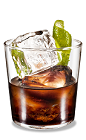 The Kahlua Lime Rocks drink is made from Kahlua coffee liqueur and fresh lime, and served in an old-fashioned glass.