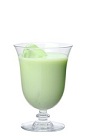 The Midori Milk drink is made from Midori melon liqueur and milk, and served in a parfait glass.