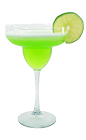 The Midori Margarita is made from Midori Melon Liqueur, Silver Tequila and margarita mix, and served in a margarita glass.