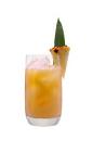 The Orange Punch drink is made from Grand Marnier, rum, pineapple juice and orange juice, and served in a highball glass.