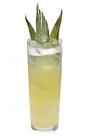 The Pineapple Fizz drink is made from rum, pineapple juice, simple syrup and club soda, and served in a chilled collins glass.