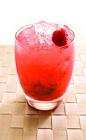 The Raspberry Caipirinha drink is made from cachaca, raspberries, lime and sugar, and served in an old-fashioned glass.