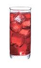The Red Bubbles drink is made from Cointreau, red grape juice and club soda, and served over ice in a highball glass.