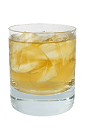 The Snarky Punch is made from Calvados, Canadian Whiskey, sugar and club soda, and served in a chilled old-fashioned glass.