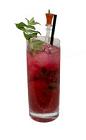 The Sonoran Mojito drink is made from rum, prickly pear cactus fruit, mint and sugar, and served in a highball glass.