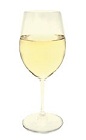The St Germain Kir Blanc cocktail is made from St Germain elderflower liqueur and sauvignon blanc white wine, and served in a chilled white wine glass.