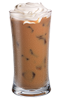 The Whipped Latte drink is made from Kahlua coffee liqueur, whipped vodka, half-and-half and coffee, and served over ice in a highball glass.
