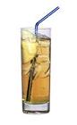 The Adams Apple drink is made from vodka, galliano and apple juice, and served in a highball glass.