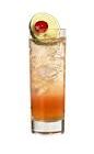 The Almen Almen drink is made from vodka, Licor 42, Passoa and lime juice, and served in a highball glass.