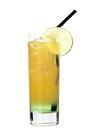The Brazilian Sunrise drink is made from vanilla vodka, Sourz Apple and orange soda, and served in a highball glass.