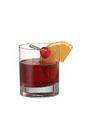 The Brooklyn drink is made from whiskey, Martini Rosso and Campari, and served in an old-fashioned glass.
