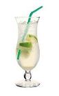 The Cabrioletti drink is made from vodka, lime, sugar, sider and crushed ice, and served in a hurricane glass.