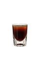 The Calypso shot is made from dark rum and dark creme de cacao, and served in a shot glass.