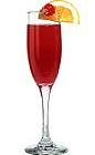 The Pick-me-up drink is made from cognac, orange juice, grenadine and champagne, and served in a champagne flute.