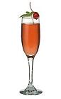 The Champs-Élysées drink is made from Cointreau, strawberry liqueur and champagne, and served in a champagne flute.