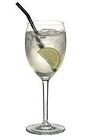 The White Wine Cooler drink is made from dry white wine and lemon-lime soda, and served in a white wine glass.