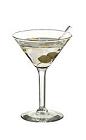 The Dry Martini cocktail is made from dry gin and dry vermouth, and served in a cocktail glass.