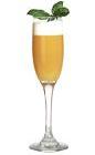 The Freska Nova drink is made from Mandarine Napoleon, orange juice and sugar syrup, and served in a champagne flute.