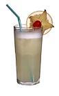 The Greyhound drink is made from vodka, grapefruit juice and egg white, and served in a highball glass.