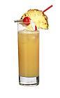 The Hallululo drink is made from gin, apricot brandy, orange juice and pineapple juice,a nd served in a highball glass.