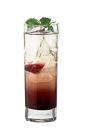The Henrietta drink is made from scotch, creme de cassis and club soda, and served in a highball glass.