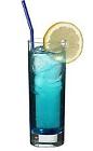 The Polar Bear drink is made from vodka, blue curacao and lemon-lime soda, and served in a highball glass.