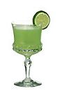 The Japanese Slipper cocktail is made from Cointreau, Midori and lime juice, and served in a cocktail glass.
