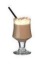 The Lumumba drink is made from brandy, hot chocolate and whipped cream, and served in a wine glass or an Irish coffee glass.