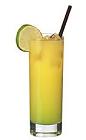 The Melon Bali drink is made from vodka, Midori melon liqueur and orange juice, and served in a highball glass.
