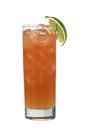The Passoa Passion drink is made from vodka, Passoa, lemon-lime soda and Red Bull, and served in a highball glass.