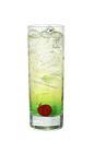 The Studio 54 drink is made from gin, Midori Melon Liqueur and tonic water, and served in a highball glass.