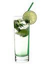 The Suspicious Larsson drink is made from vodka, Sourz Apple, club soda, lime and lemon balm, and served in a highball glass.