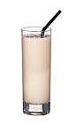 The White Russian drink is made from vodka and Kahlua, and served in a highball glass.
